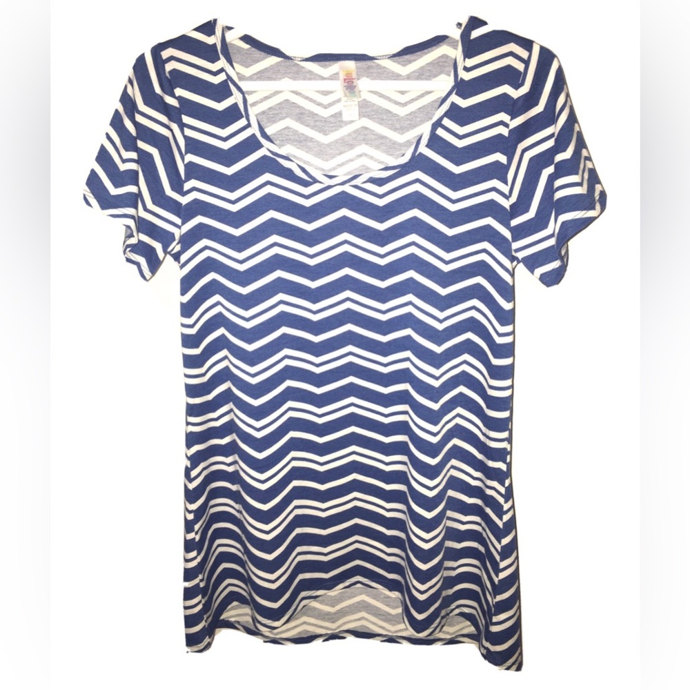 Lularoe Women’s Blue/white Chevron Top Size Small China